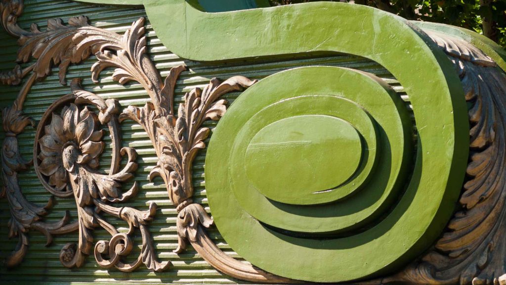 Green ornate metalwork hammersmith bridge west london